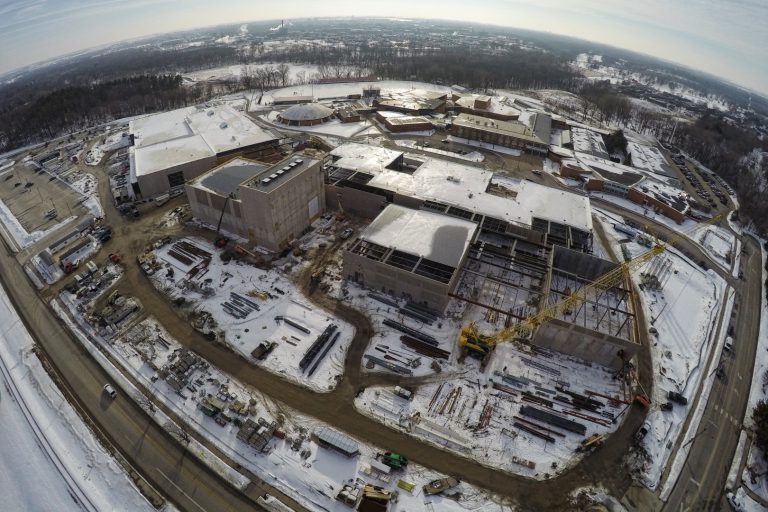 Aerial view of the Ames High construction project
