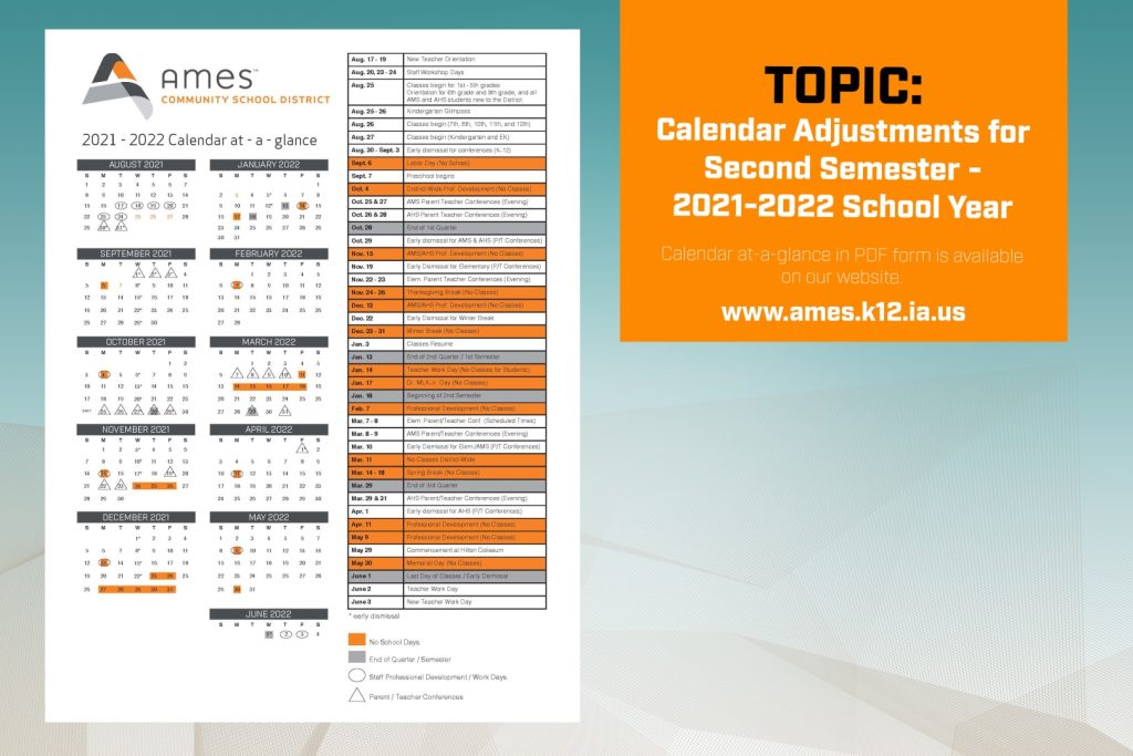 Calendar Adjustments for Second Semester 2021-2022